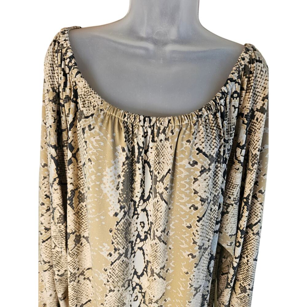 Michael Kors Snakeskin Shift Dress Sz L On or Off Shoulder Lightweight - Picture 3 of 11